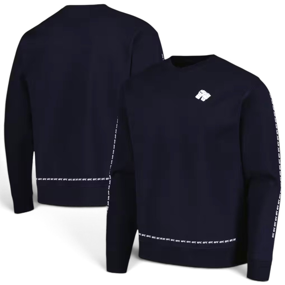 UFC Repeater Pullover Sweatshirt Men XXL Navy Blue Logo Trim MMA Gloves Logo NEW